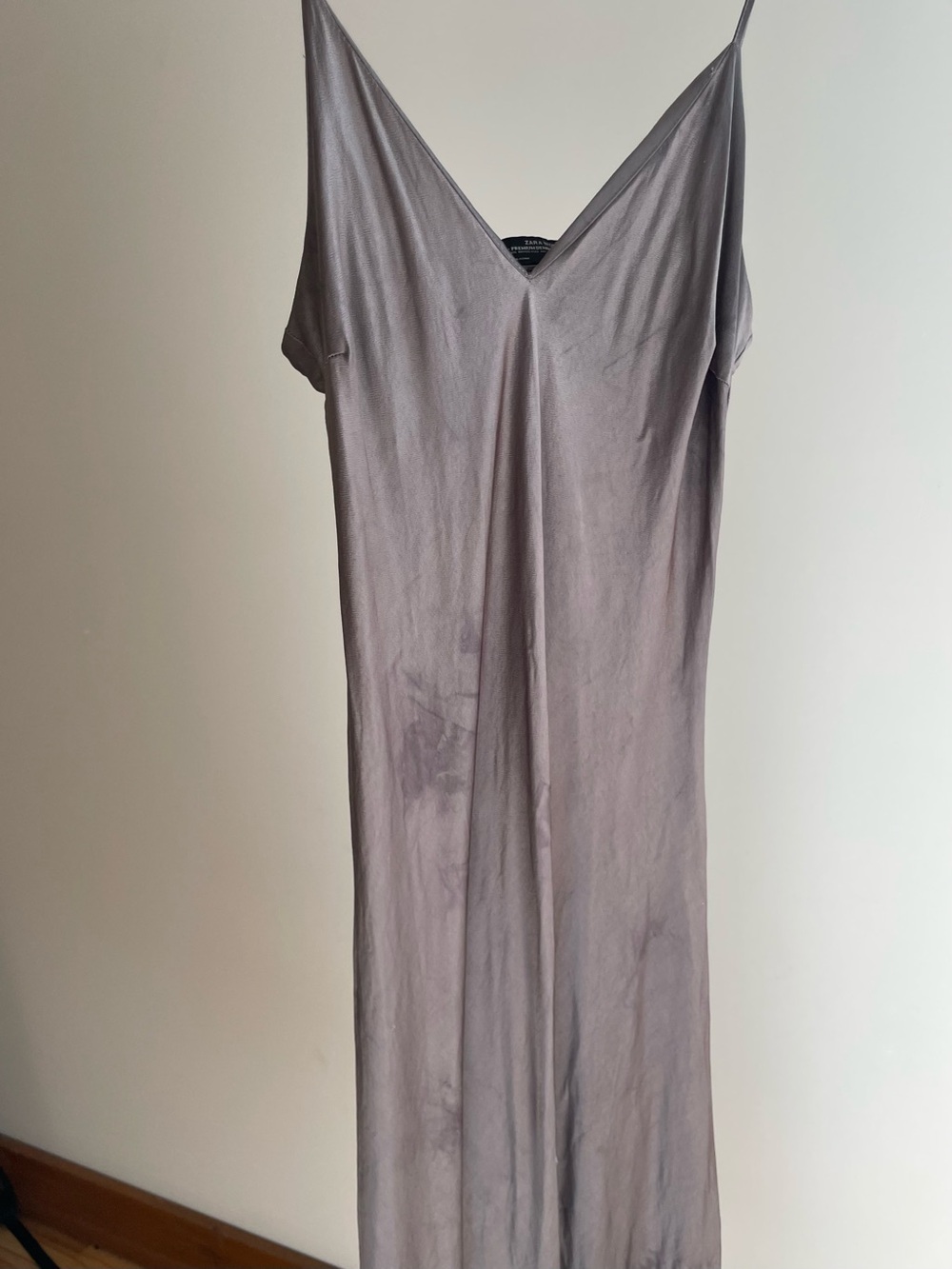 Zara Gray Satin-Look Slip Dress with subtle tonal tie-dye effect - Very Unique